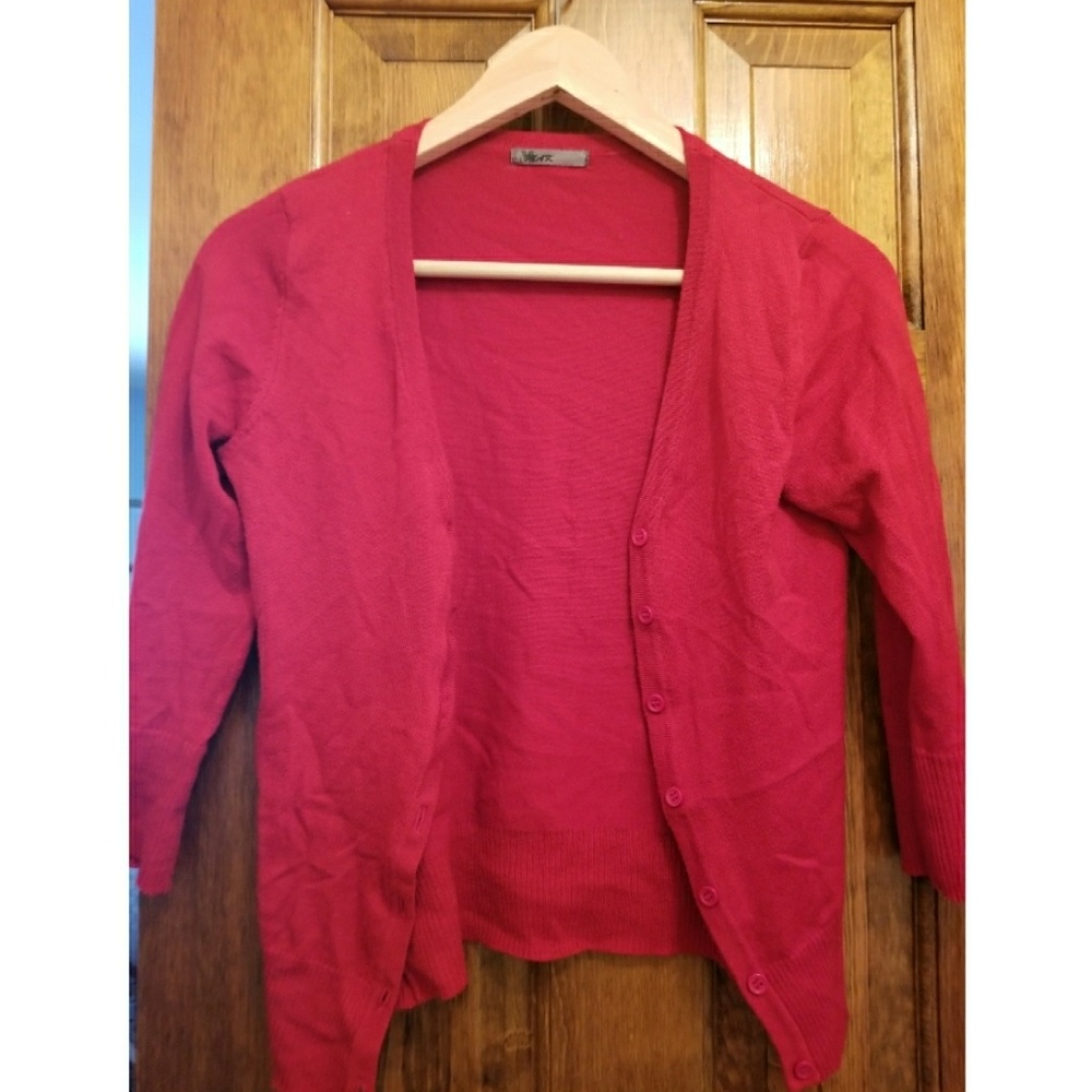 Modcloth Red Cardigan Sweater Large